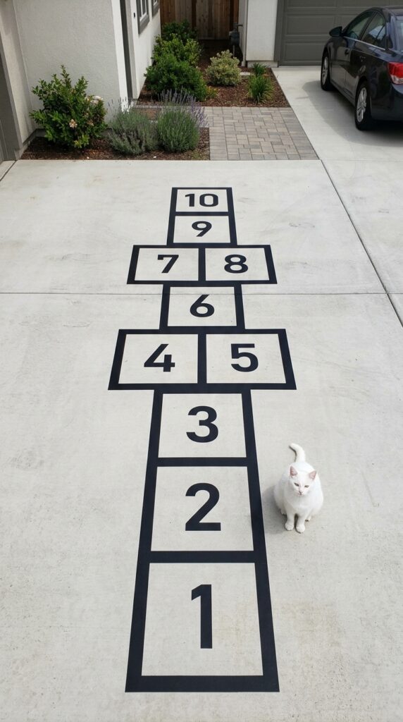8 driveway with a precise hopscotch made from large 