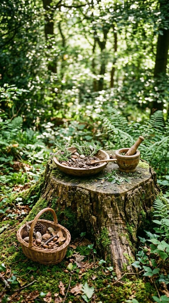8 image prompt a wide naturally weathered tree stump