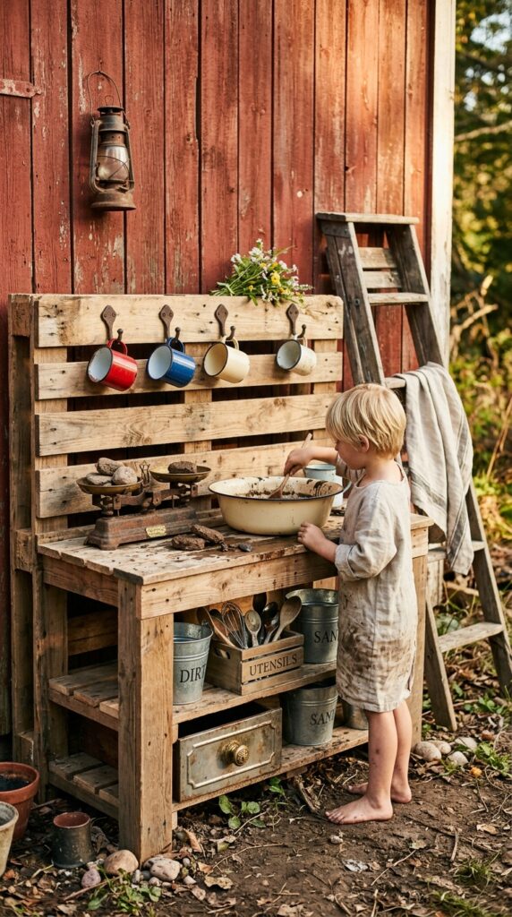 9 a character rich mud kitchen built from pallets wi