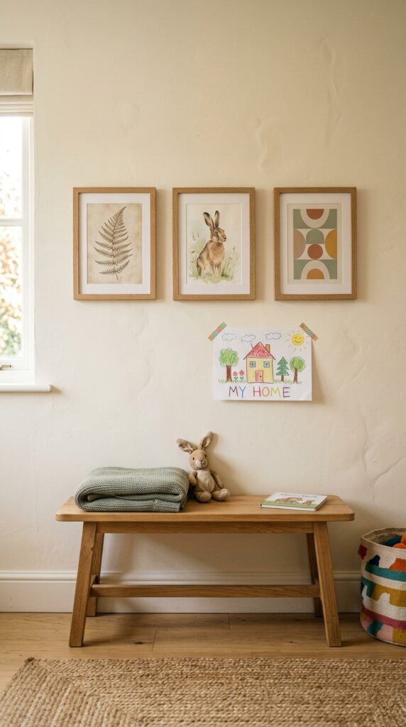 9 a medium shot of a gallery wall in a kids bedroom 