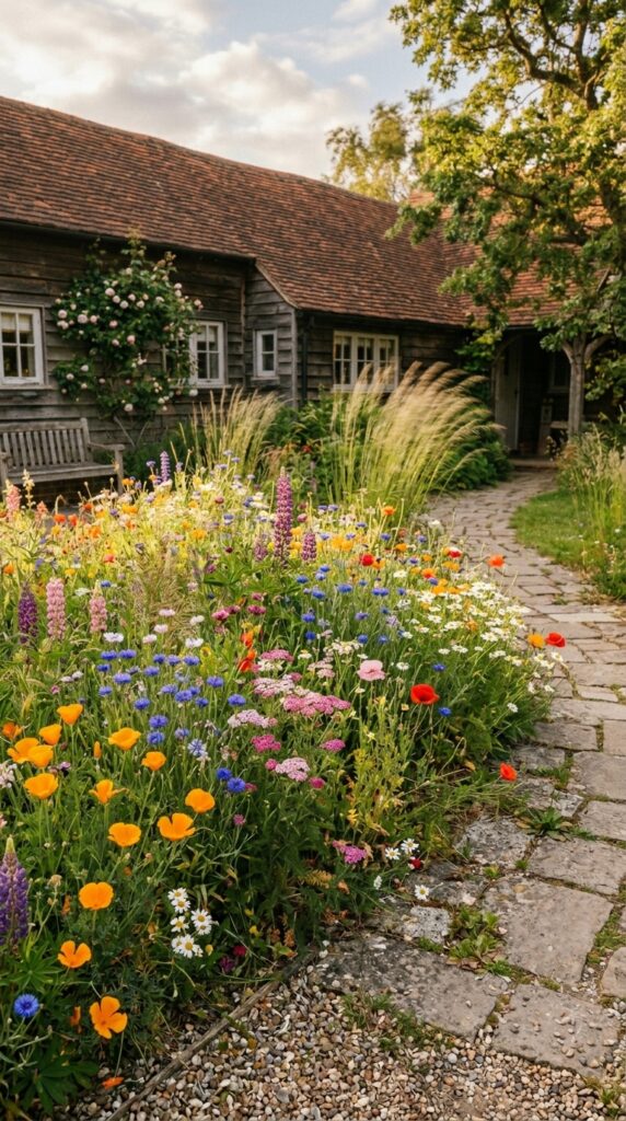 9 a romantic photograph of a small wildflower meadow