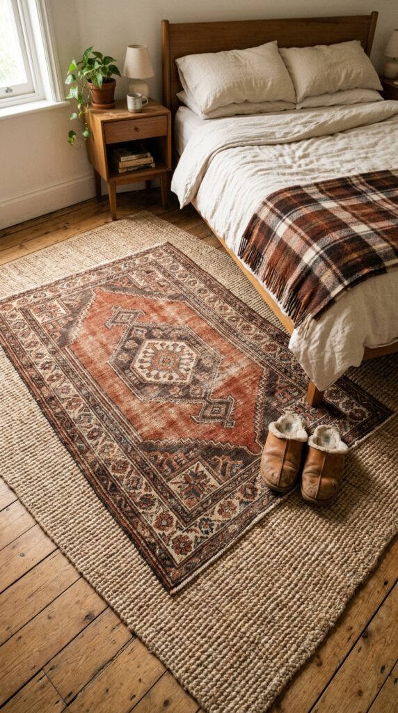 9 an overhead then angled wide shot of a bedroom flo