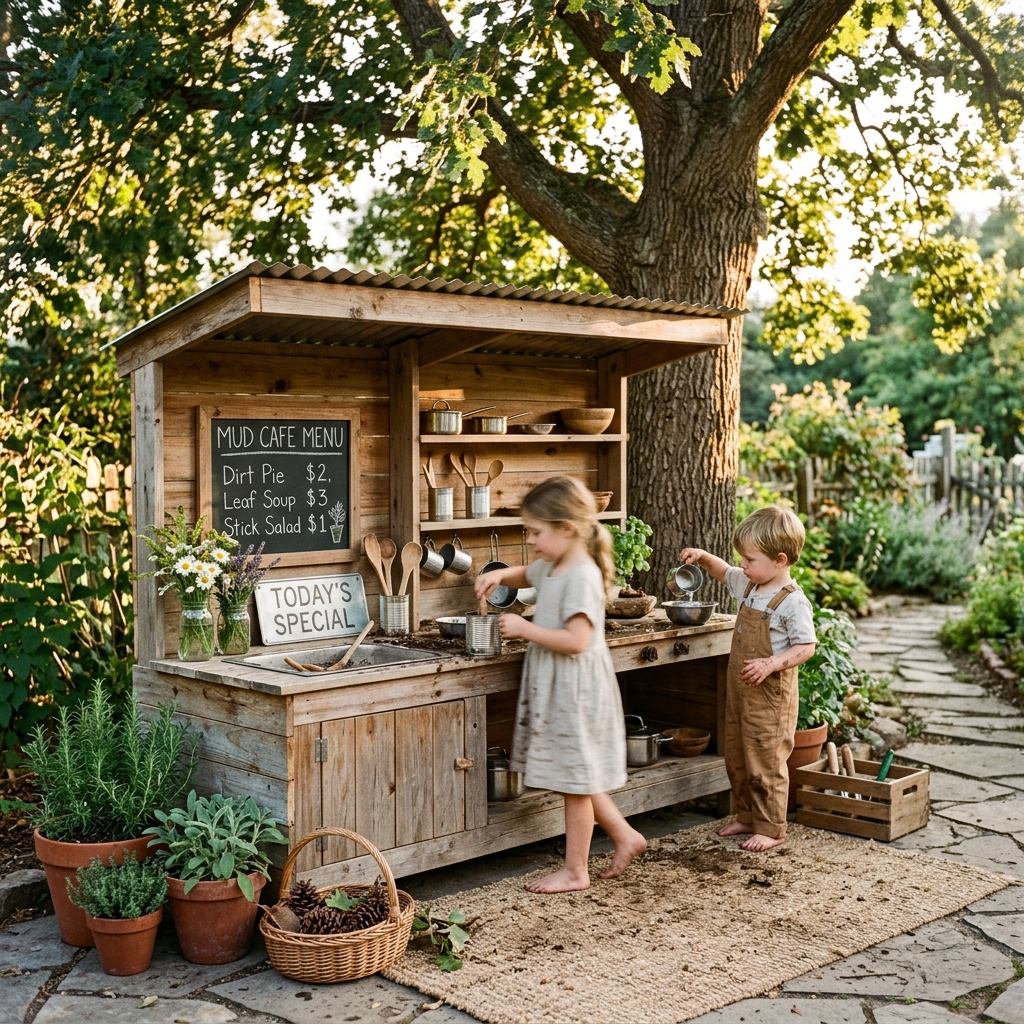 children playing at mud kitchen 202605090831