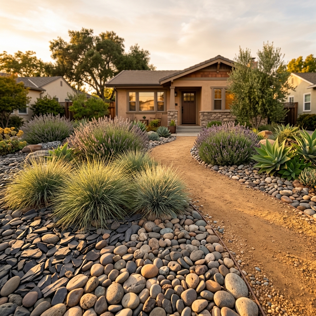 front yard landscaping with rock… 202605181429