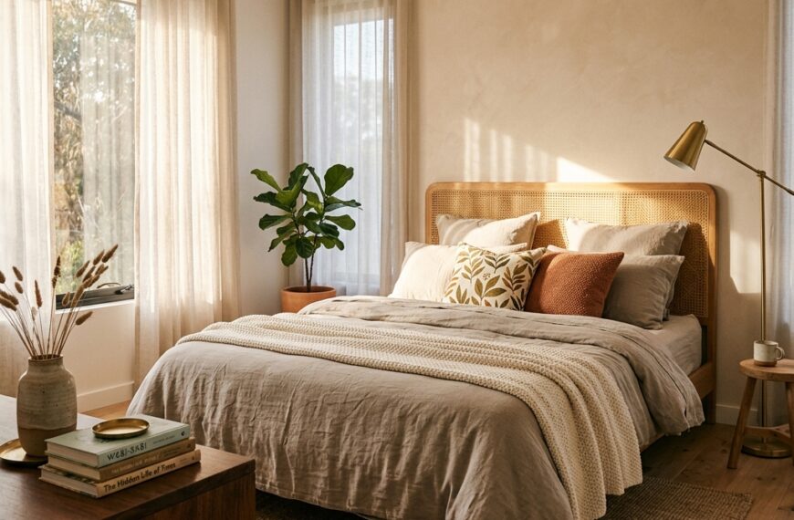 modern bedroom with linen duvet 202605230735
