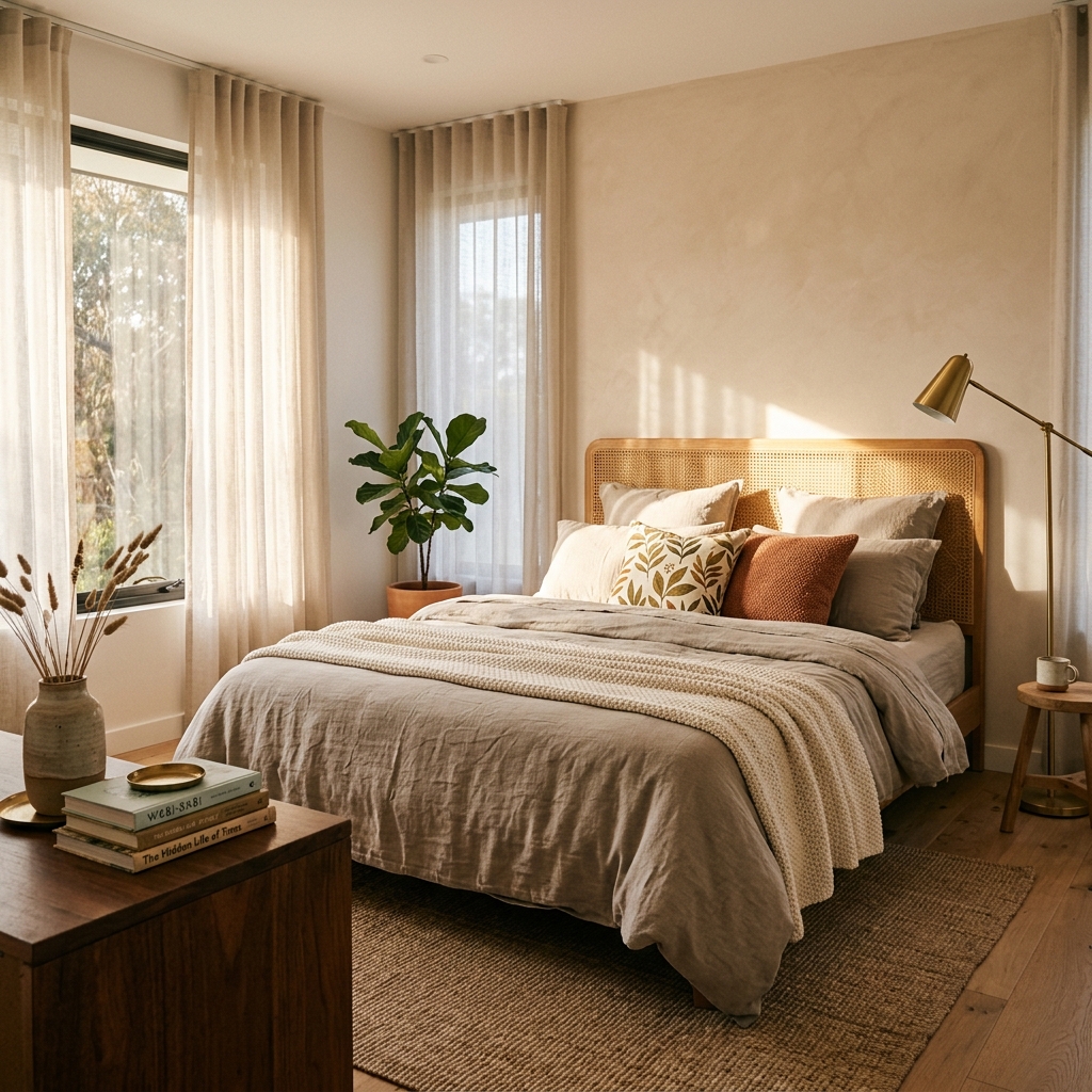 modern bedroom with linen duvet 202605230735