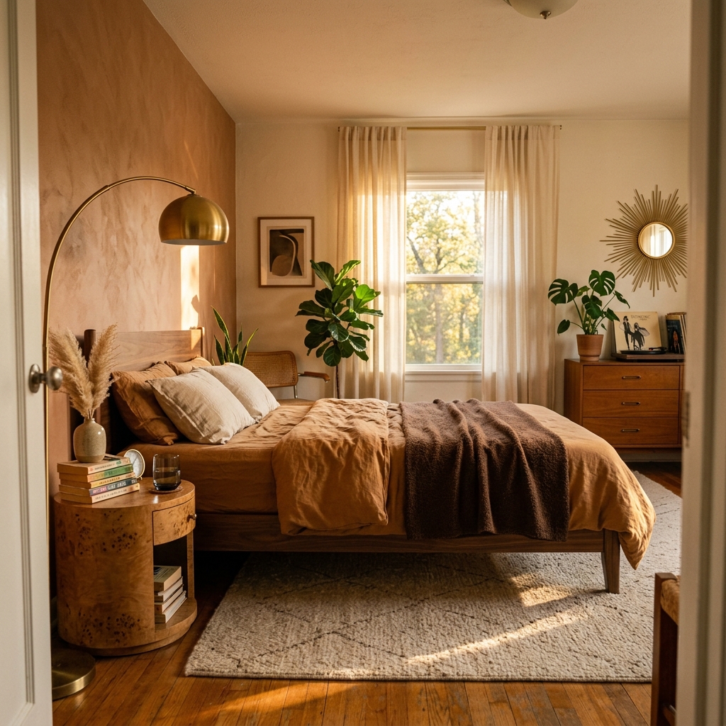 retro modern bedroom with platfo… 202605040814
