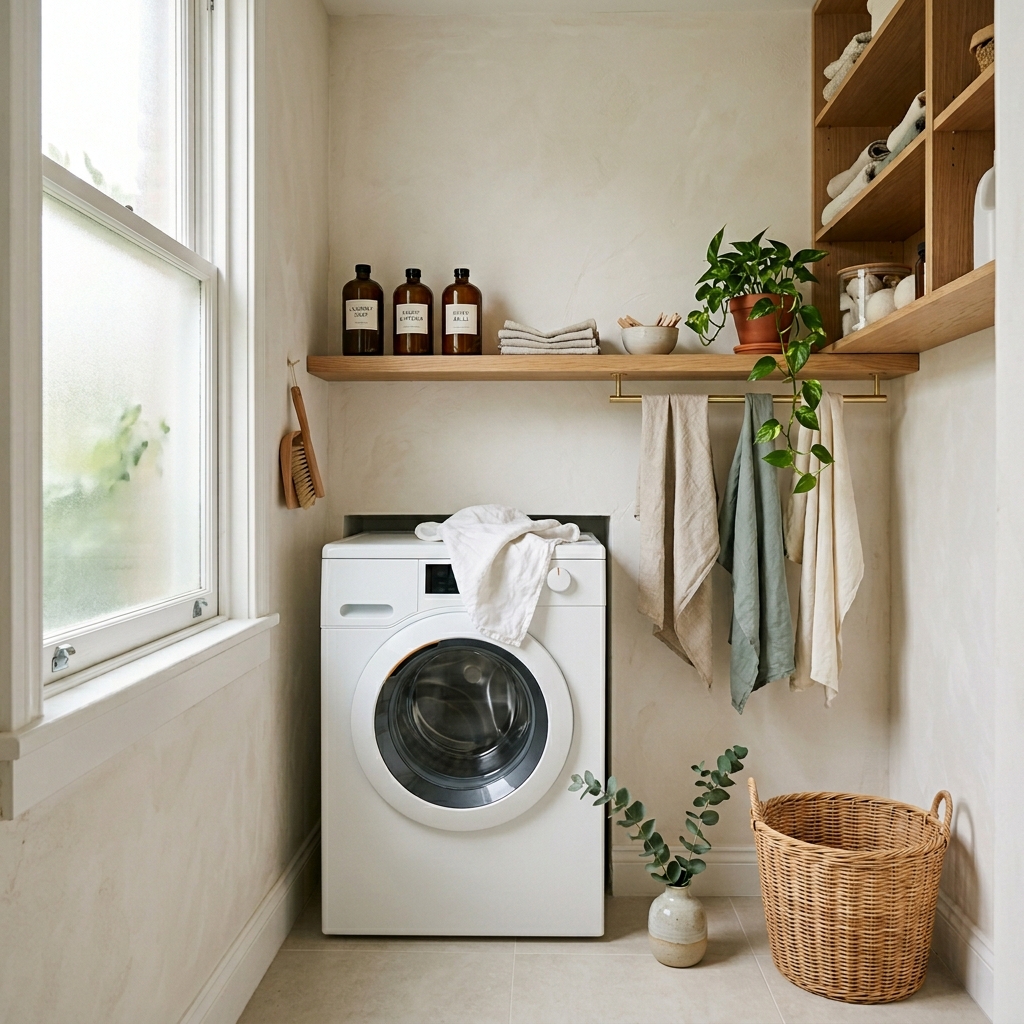 small laundry room with washer 202605091405