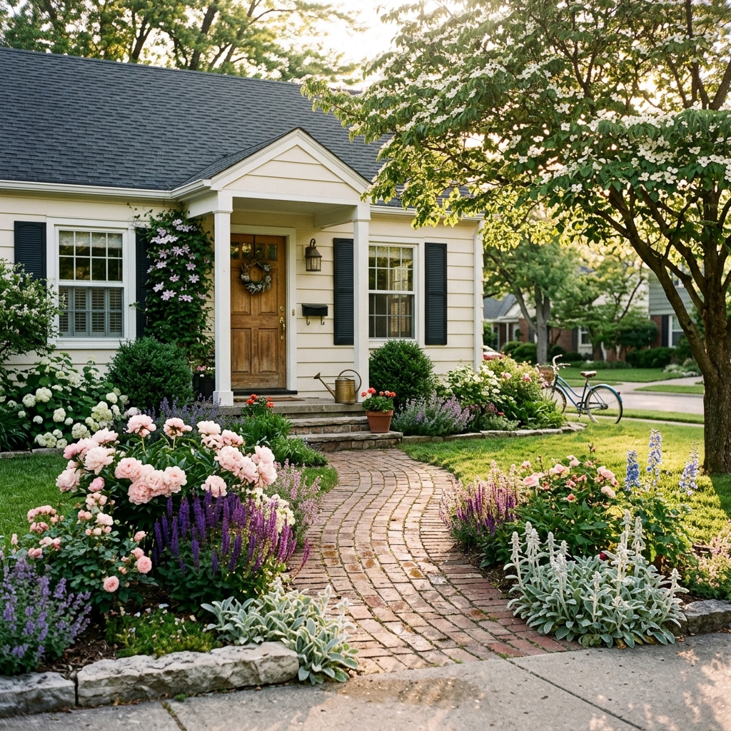 suburban front yard with flowers 202605052017