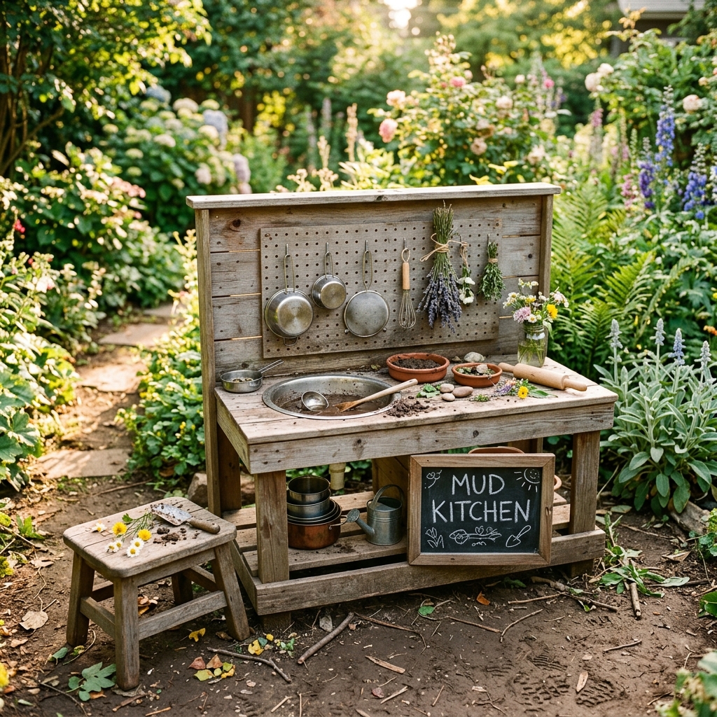 wooden mud kitchen backyard play 202605140723