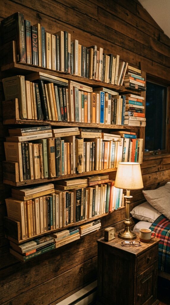 25 Cozy Bedroom Ideas That Make Your Space Feel More Inviting 001 a bedroom wall covered with a simple wooden ledge