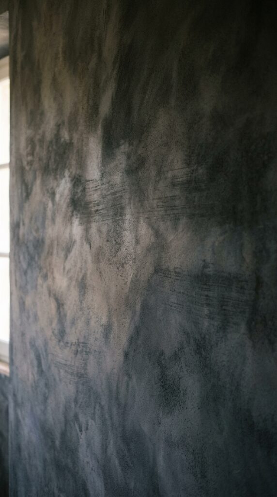 001 close up of a bedroom wall finished with charcoal 