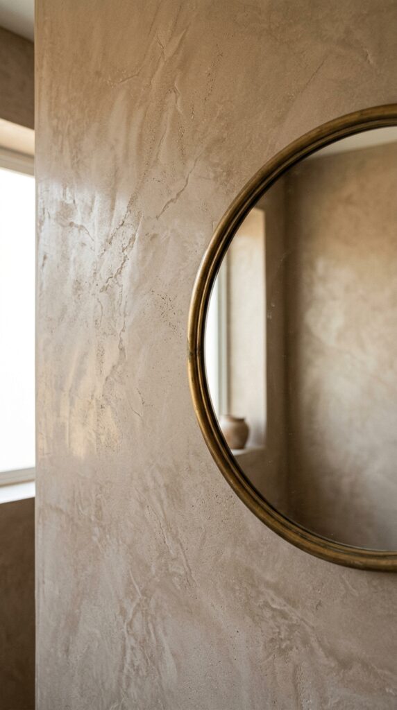 25 Vanity Ideas For A Bedroom With A More Luxurious Touch 002 close crop of a textured venetian plaster wall in