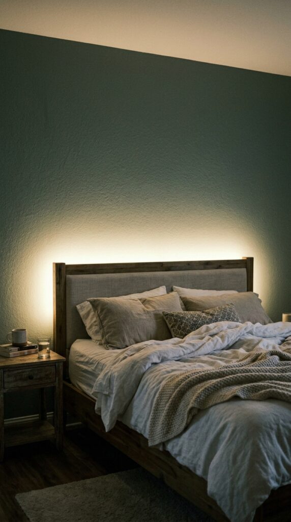 25 Cozy Bedroom Ideas That Make Your Space Feel More Inviting 008 a bed with fairy lights draped loosely behind the