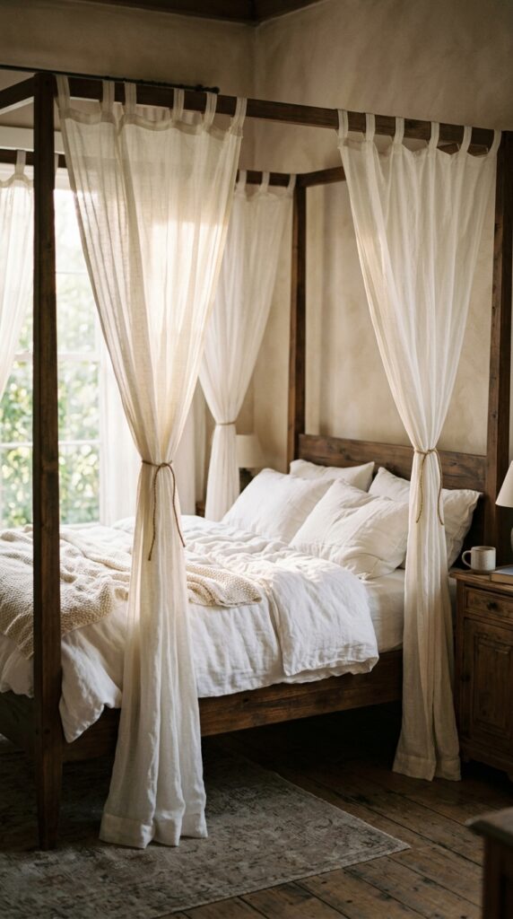 008 image prompt a simple four poster bed frame in dar
