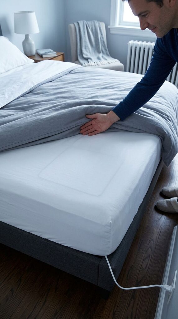 25 Cozy Bedroom Ideas That Make Your Space Feel More Inviting 010 a bed with a faint outline of a heating pad visibl
