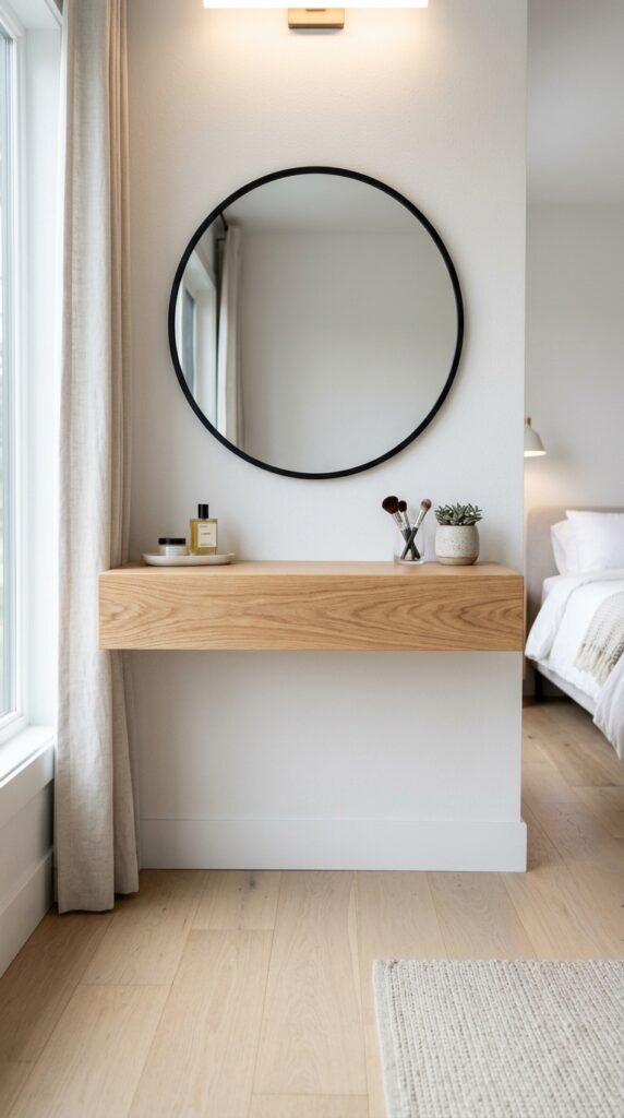 25 Vanity Ideas For A Bedroom With A More Luxurious Touch 010 a sleek floating vanity mounted directly to the be
