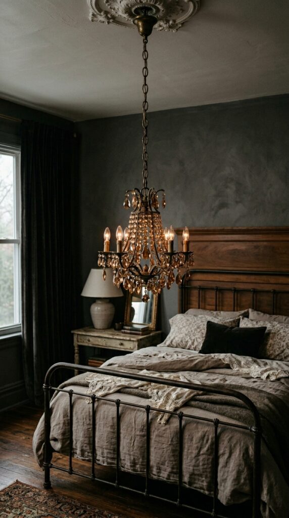 015 a small crystal chandelier hanging lower than usua