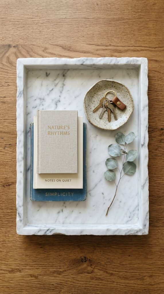 018 image prompt a large marble tray on a wooden dress