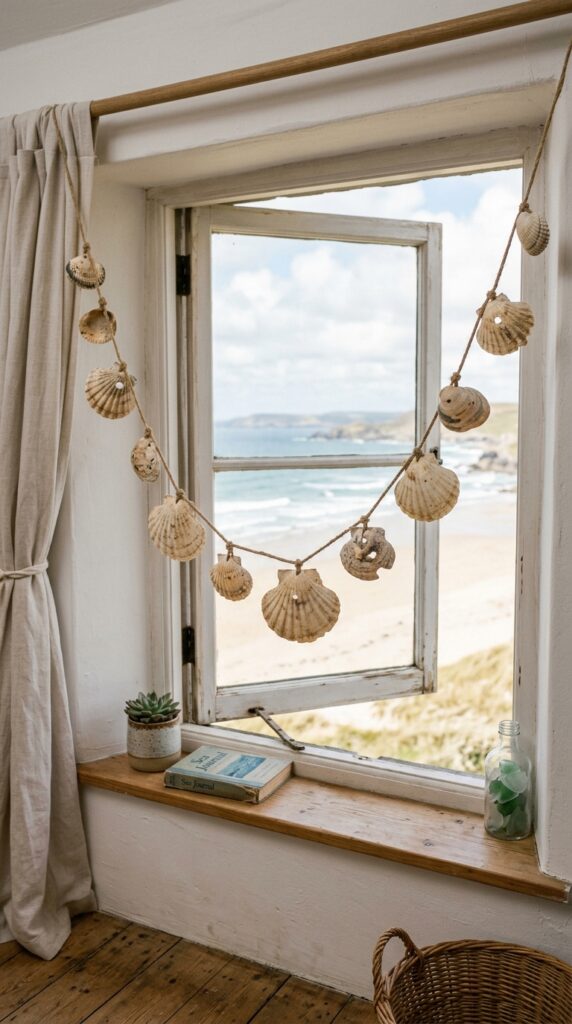 021 a simple garland strung across a bedroom window ma