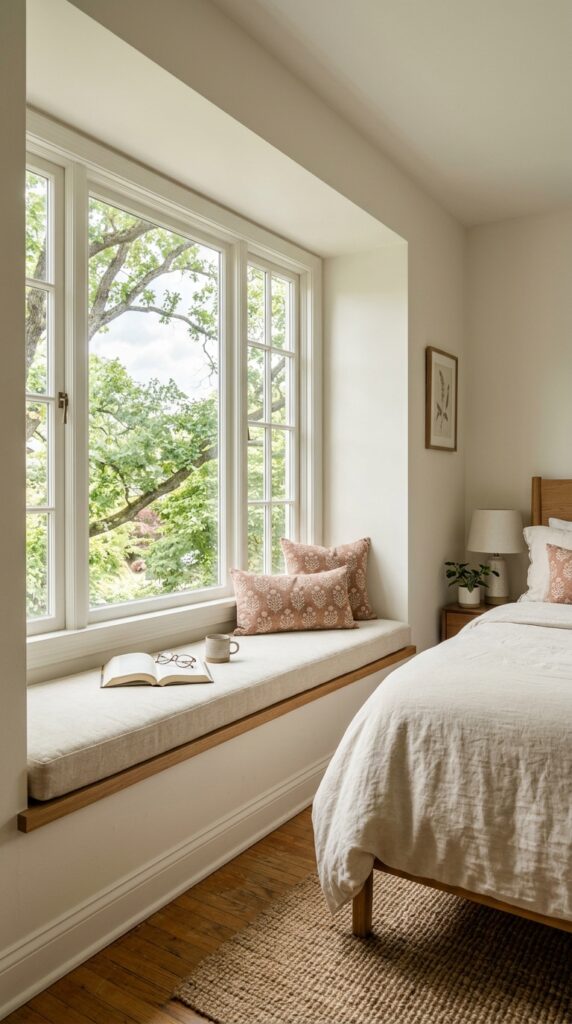 023 image prompt a shallow bench built into a window a