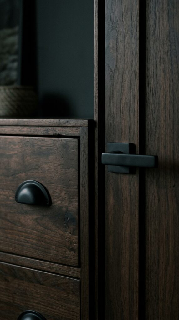 25 Moody Bedroom Ideas For A Rich And Dramatic Feel 025 image prompt a close up of a dresser drawer with a